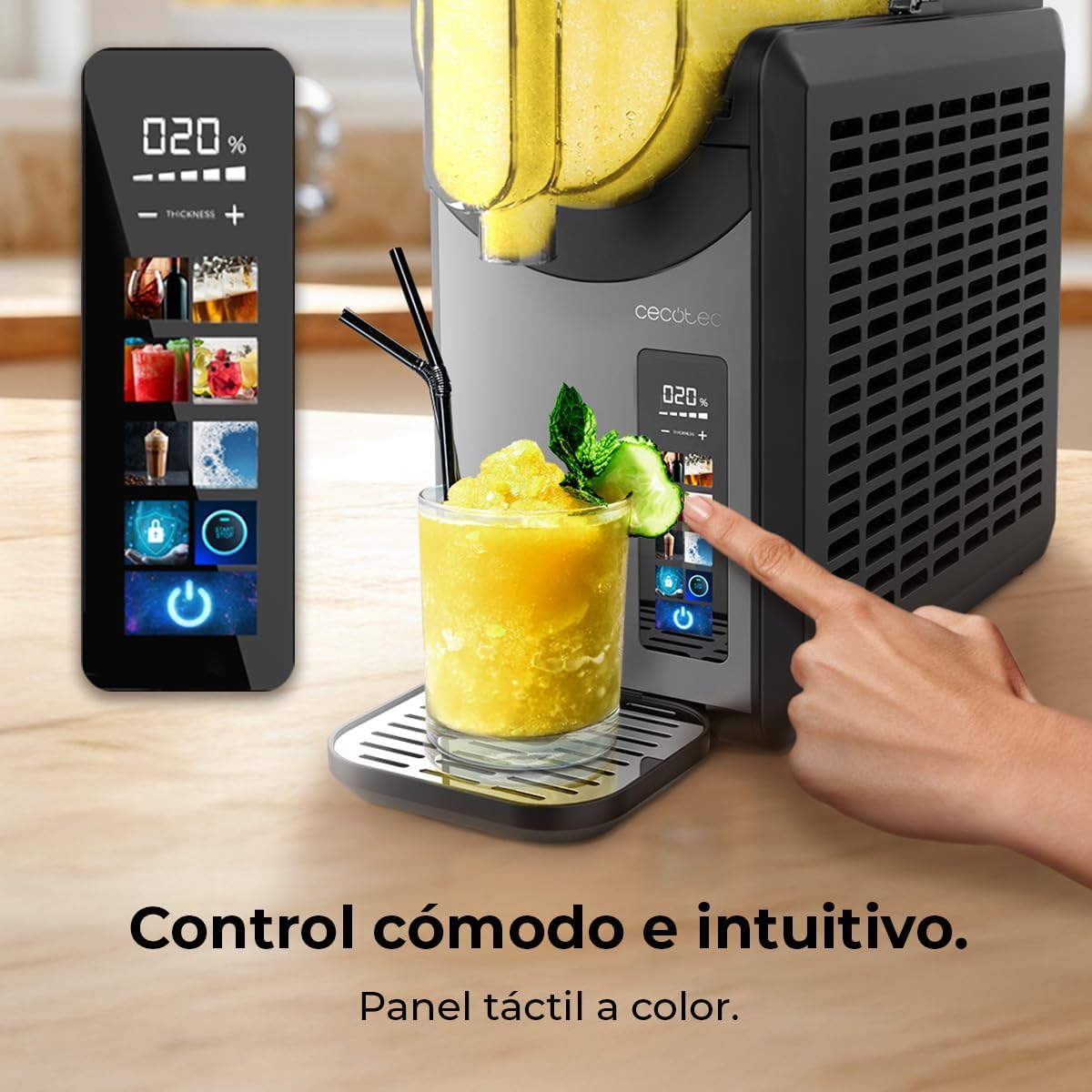 Cecotec 2.6L Twist&Ice 2600 Ice Slushy Machine 2.6L 220W, Drinks in 15-60mins, 1.9L for Ingredients, Touch Control, 6 Modes, Adaptable Cooling, Ergonomic Design, Dripless Nozzle