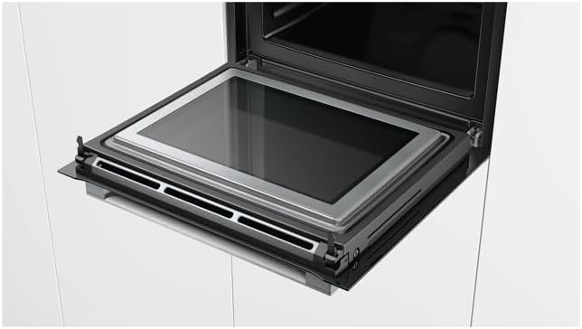 Bosch HMG7361B1, Serie 8 smarter Einbau-Backofen mit Mikrowellenfunktion, 60 x 60 cm, Made in Germany, Schwarz, Air Fry, Digitaler Bedienring, Touchdisplay, Automatikprogramme, Reinigungsunterstützung