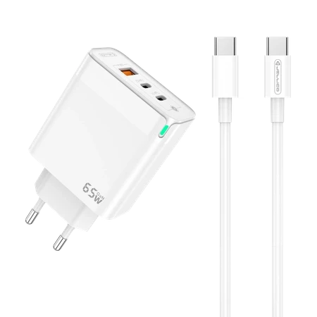 65W USB-C Schnellladegerät PD mit 3-Ports Kompaktes Netzteil Universal mit Kabel