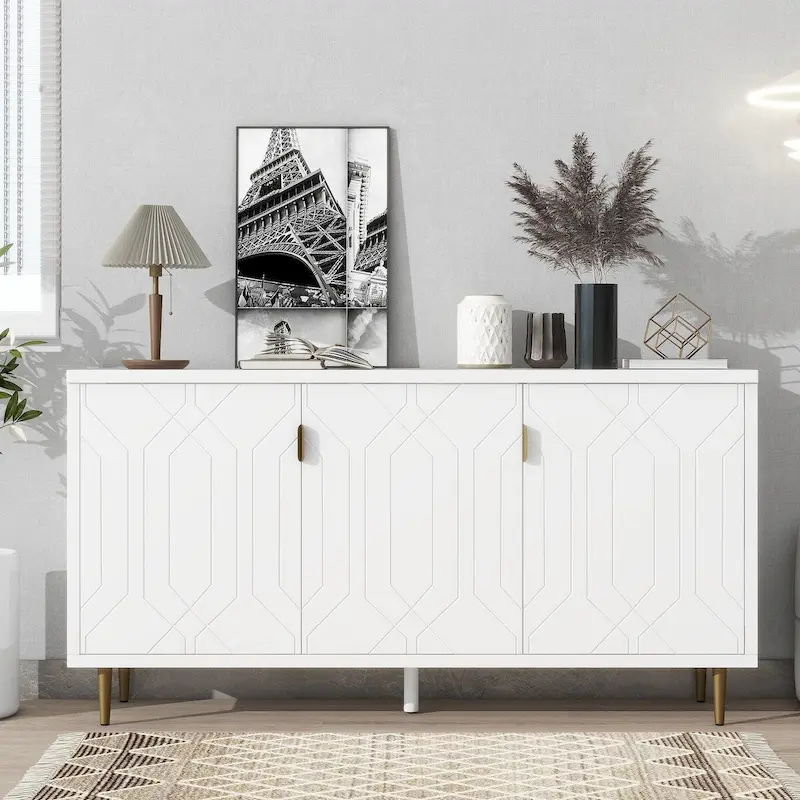 Contemporary TV Stand for TVs up to 70 inches, Versatile Console Table with Adjustable Shelves, Stylish Storage Sideboard for Living Room