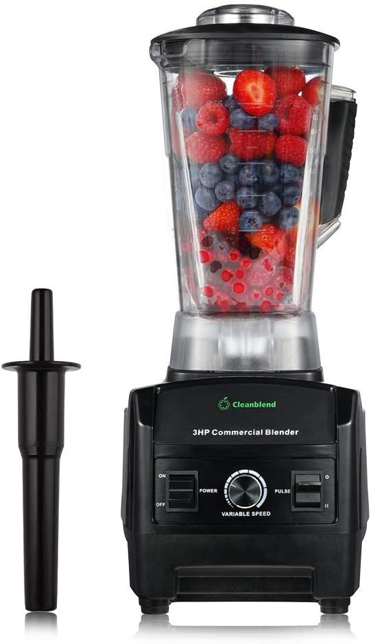 Cleanblend Commercial Blender with 5-Year Full Warranty - 1800W, 3HP, 64oz High-Performance Professional Countertop Blender with Stainless Steel Blades