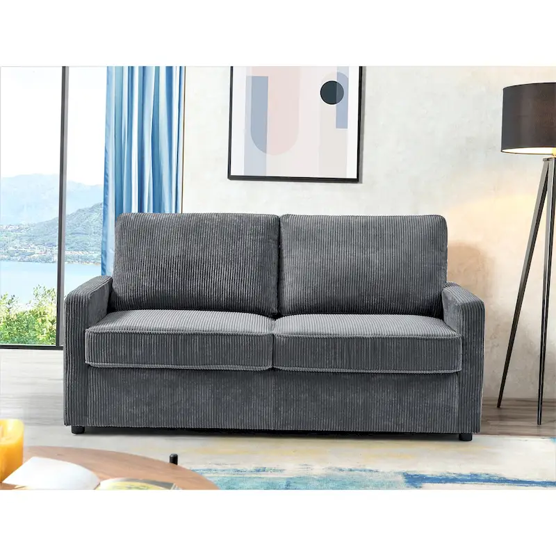 Manchester 70-Inch Square Arm Sofa Bed in Polyester Corduroy