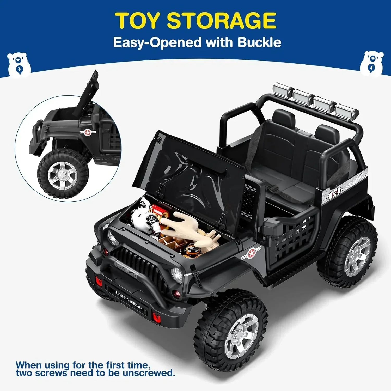 L8 Ride On Car 2 Seater 12V Kids Electric Car Remote Control 4-Wheel Suspension Bluetooth Speaker