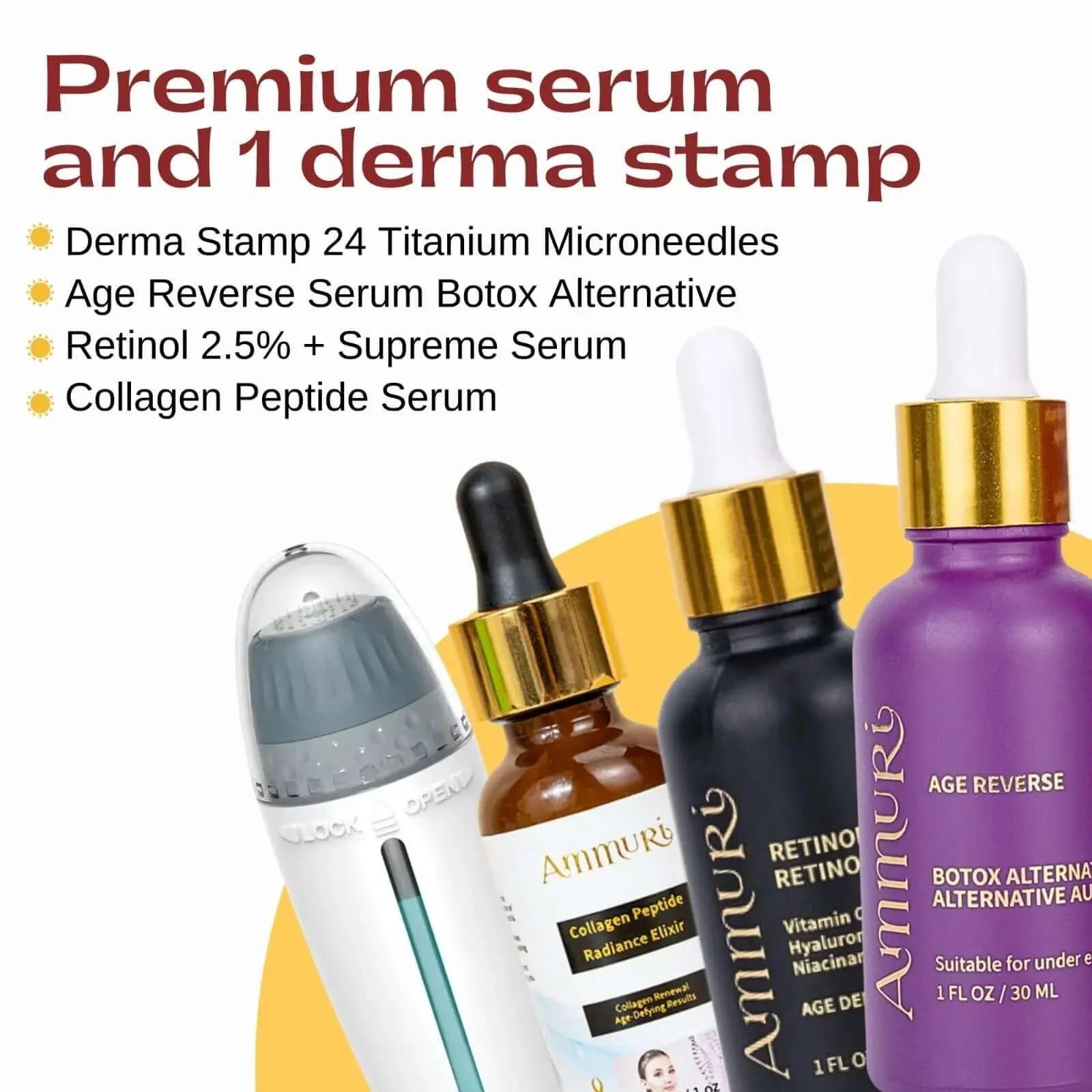 Ammuri Retinal Serum Microneedling Kit �?Adjustable Derma Stamp Anti-Ageing