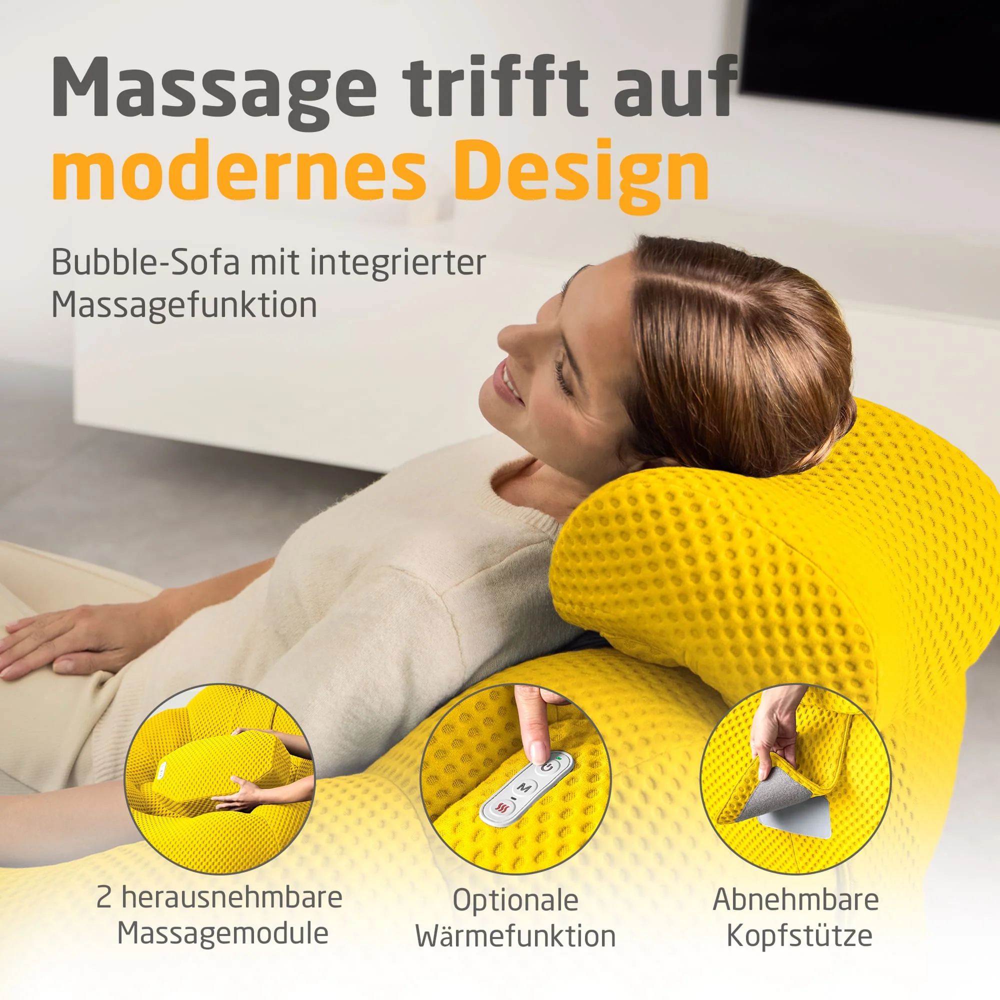 Medisana Massagesessel Bubble-Sofa RS200, sonnengelb