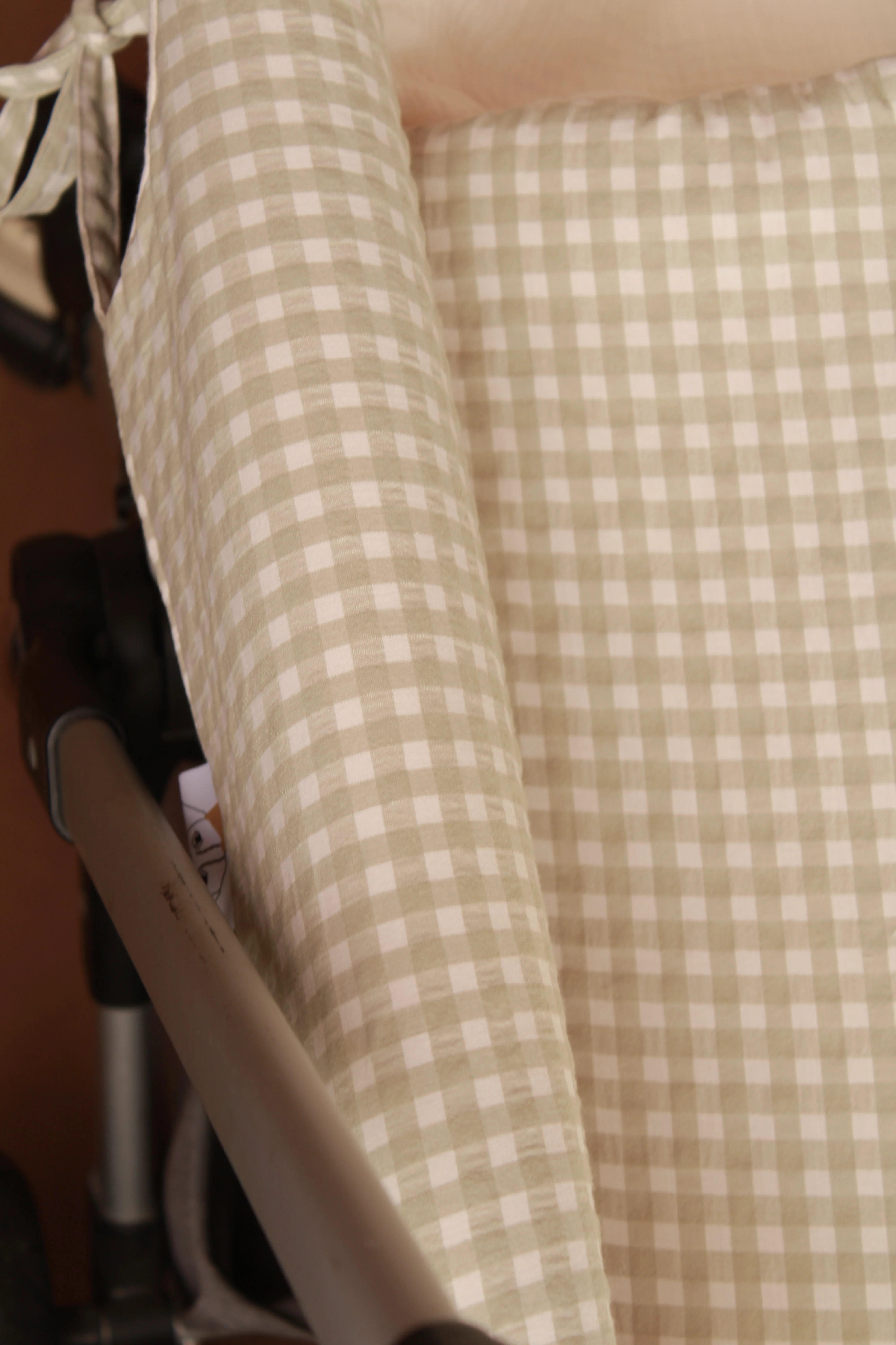 Saco Capazo Vichy Matcha + Gasa Cruda