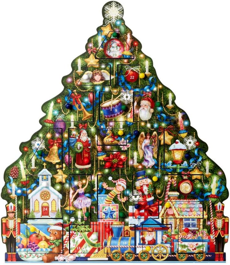 Vermont Christmas Company Christmas Tree Wooden Advent Calendar - Countdown to Christmas - Use Year After Year - Family Heirloom - 17