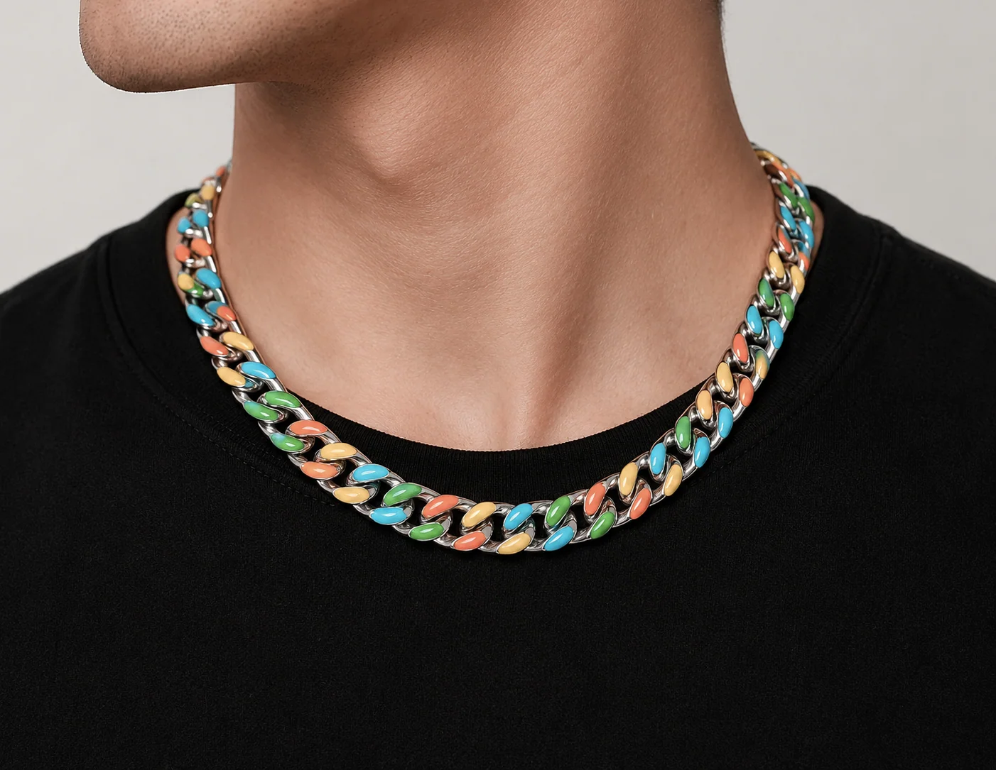 Big Daddy 8MM Mutli-colour Enamel Steel Cuban Chain