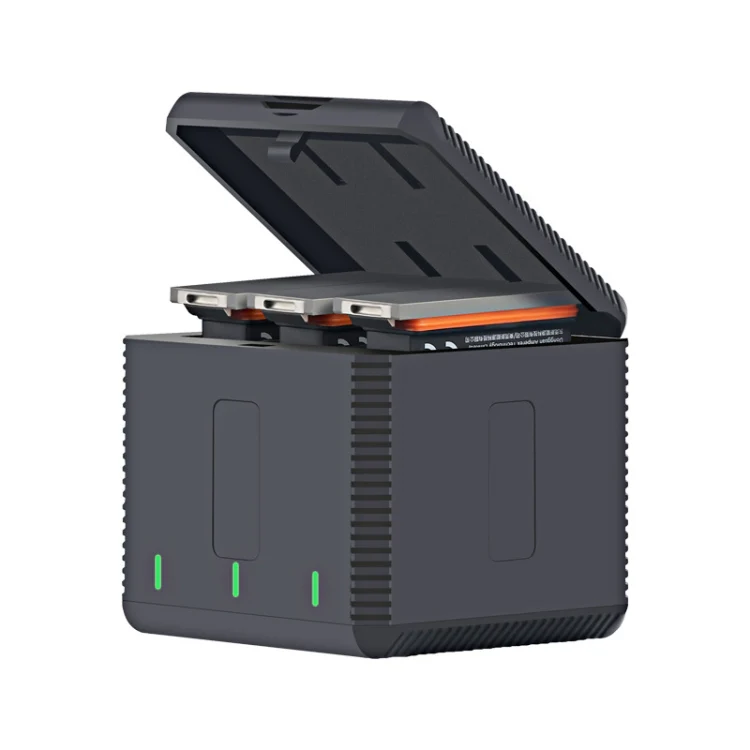 RUIGPRO USB Triple Batteries Housing Charger Box with LED Indicator Light for DJI OSMO Action 1, Charger Box