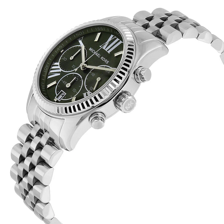 Michael Kors Lexington Chronograph Green Dial Silver Women's Watch - MK6222