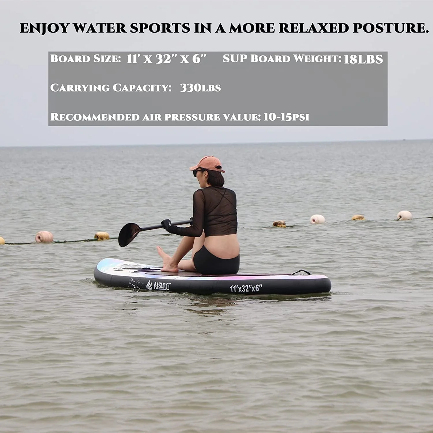AISUNSS Inflatable Stand up Paddle Board 11ft with Premium SUP Accessories Purple Paddle Board