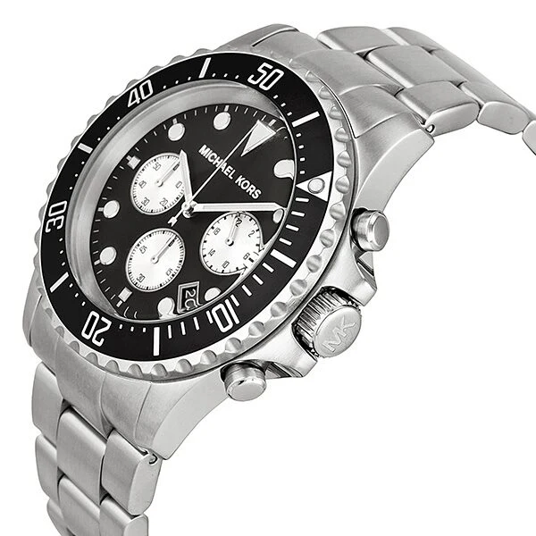 Michael Kors Everest Chronograph Black Dial Silver Men's Watch - MK8256