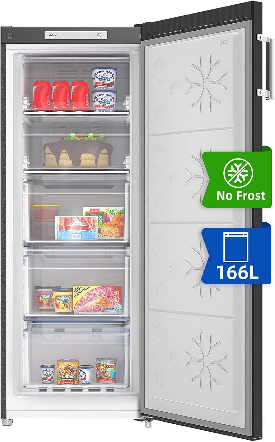 CHiQ FSD166NE4E 166L Congelatore verticale a cassetti,Nero Acciaio Inossidabile Porte Reversibili A+, 42 db, 12 anni di garanzia sul compressore