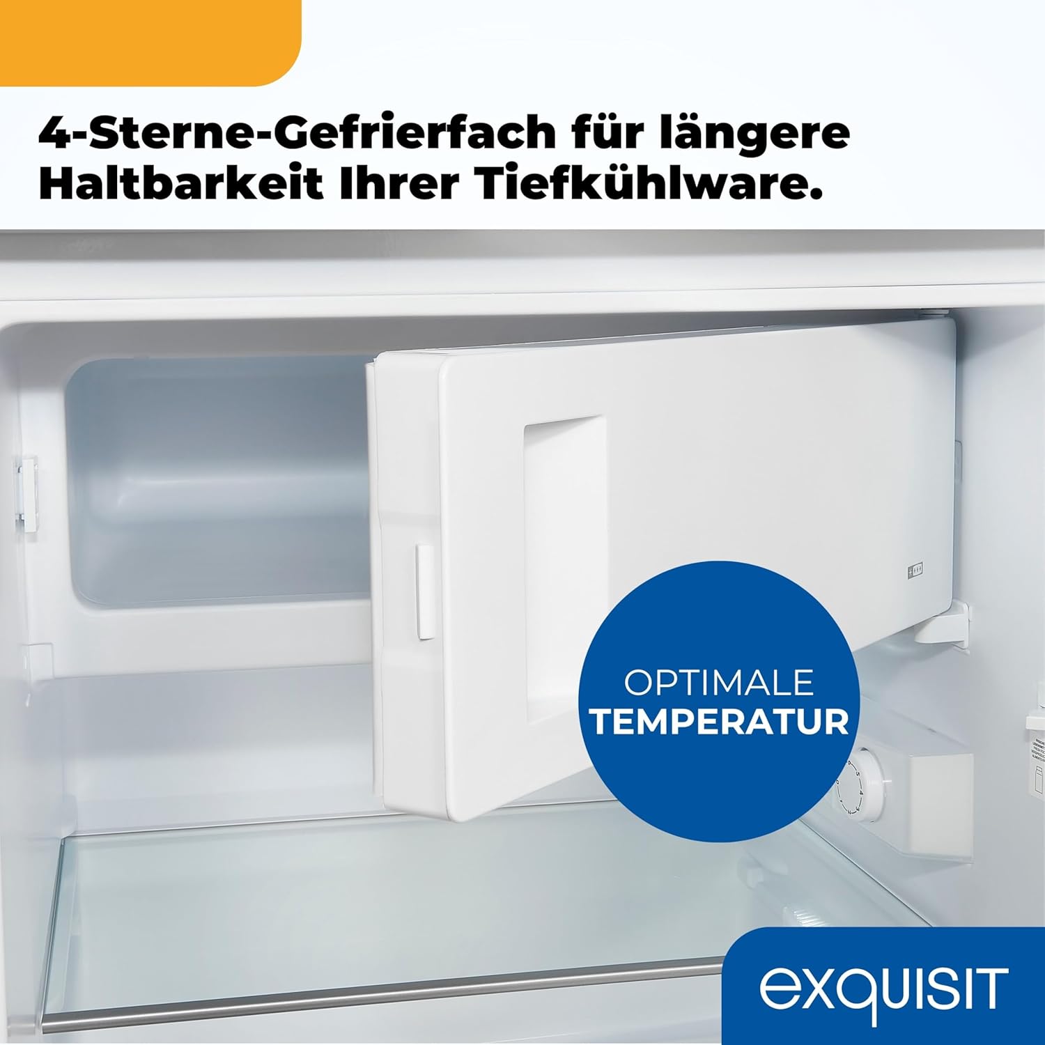 Exquisit Kühlschrank mit Gefrierfach, 120 Liter, 4-Sterne-Gefrierfach, Kühlschrank freistehend, KS516-4-H-010D weiss