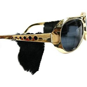 Rockstar Gold Frame/Black Lens Sunglasses with Sideburns 12 PACK 7299