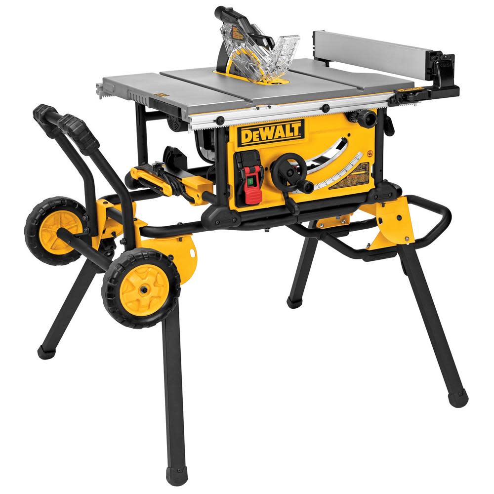 DW 10′′ Jobsite Table Saw 32 1/2′′ Rip Capacity and Rolling Stand DWE7491RS from DW