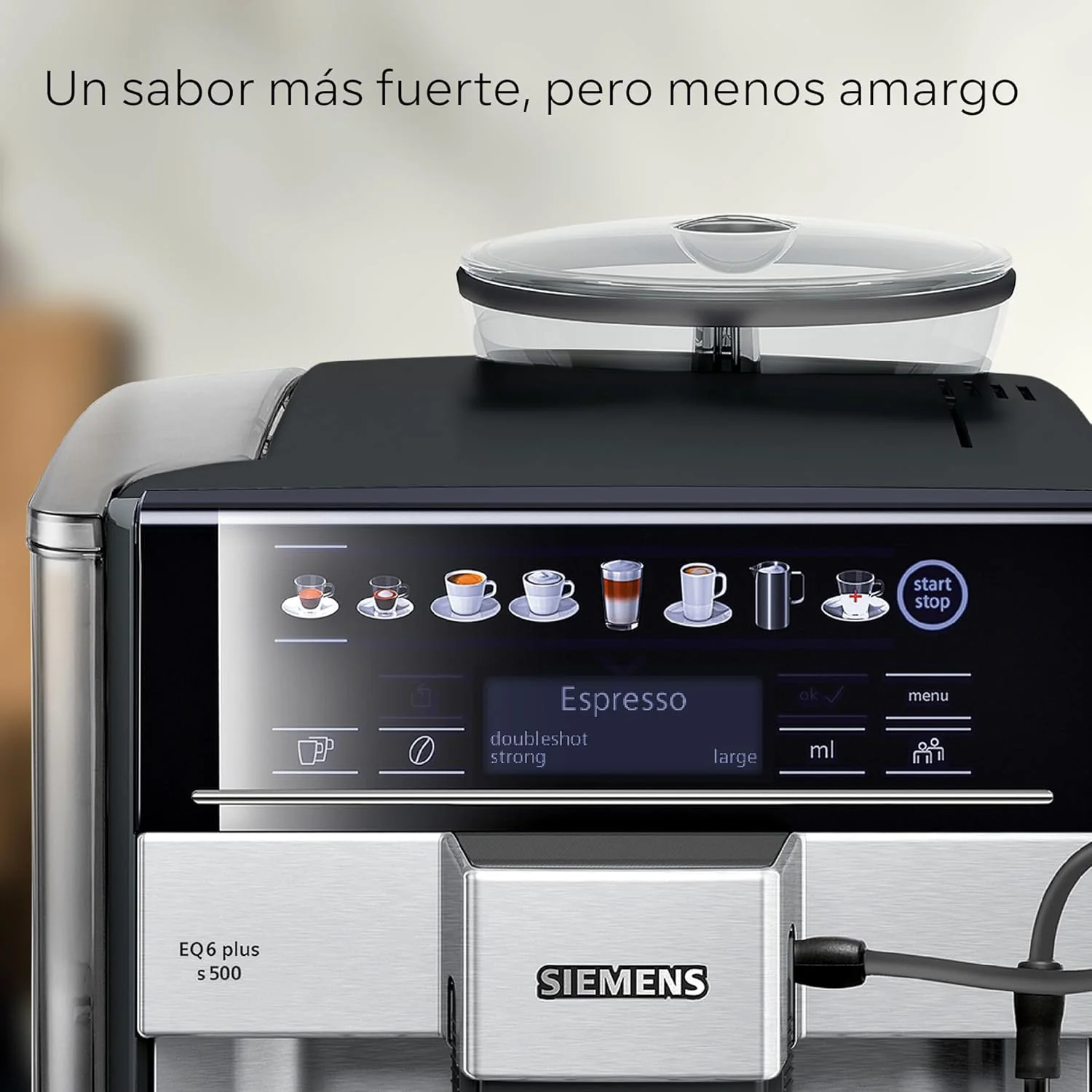 Siemens - Superautomatic coffee maker, EQ6 plus s500, aromaDouble Shot, autoMilk Clean, ceramDrive, Display CoffeeSelect, Black/Inox, TE655203RW