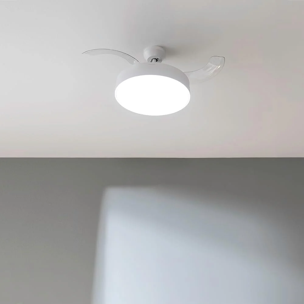 Ventilador de Techo Cecotec con Aspas Retráctiles y Lámpara Invisible EnergySilence Aero 4280 de Acero, 40 W, Diámetro 42 Pulgadas (106 cm), Temporizador, 3 Tonos de Luz, Función Verano-Invierno