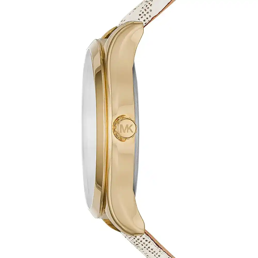 Michael Kors Mini Jaycie Gold Dial Beige Coated Canvas Strap Women's Watch - MK2861