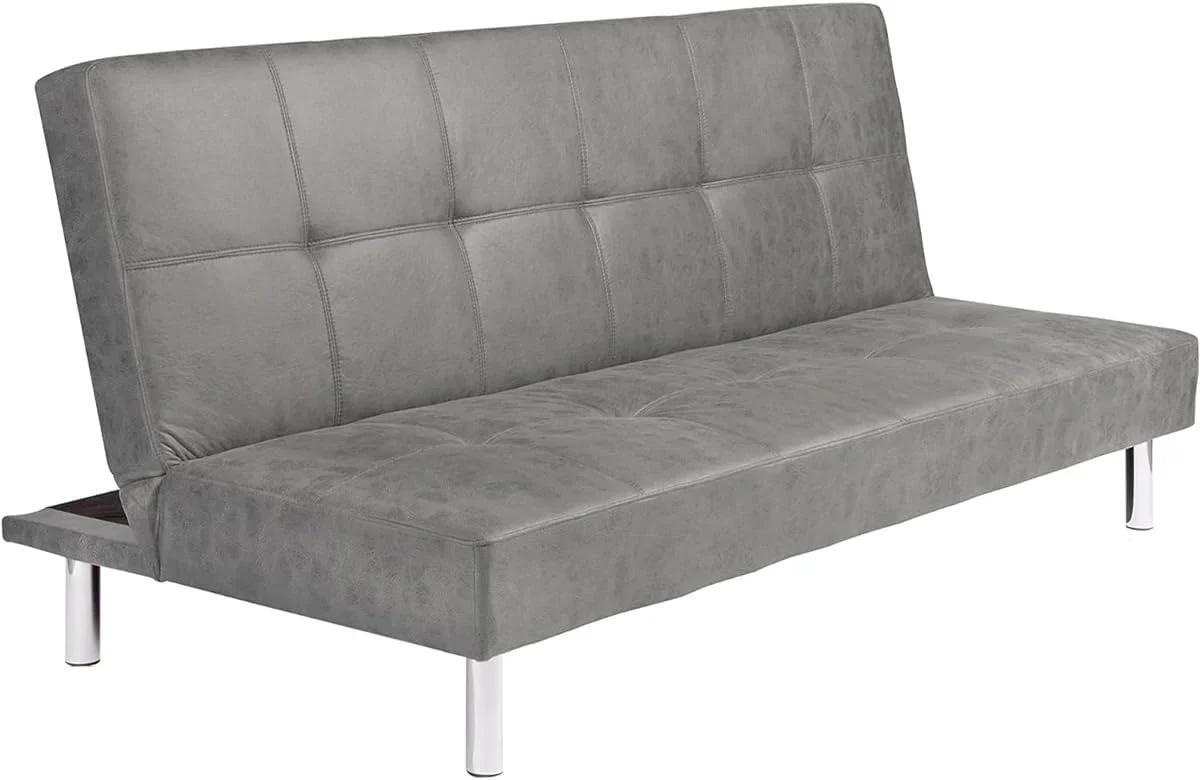 Mattfy - Sofá Cama Clic Clac Tipo Libro de 3 Plazas Modelo Milos, Diseño Moderno, Práctico y Funcional, Acabado en Gris
