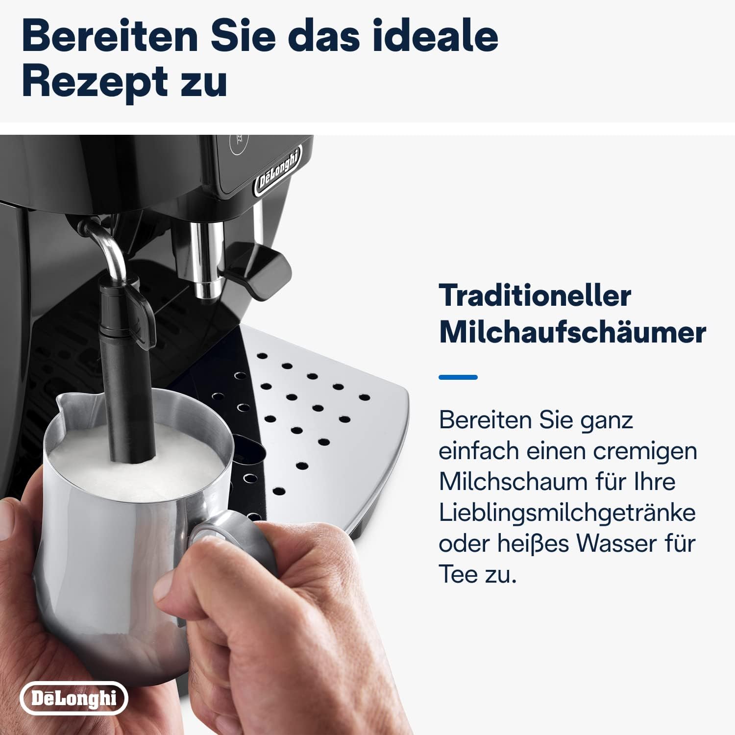 De'Longhi Magnifica S Smart ECAM 230.13.B Kaffeevollautomat mit Milchaufschäumdüse für Cappuccino, Espresso-, Kaffee- und Long Coffee Direktwahltasten und Drehregler, 2-Tassen-Funktion, Schwarz