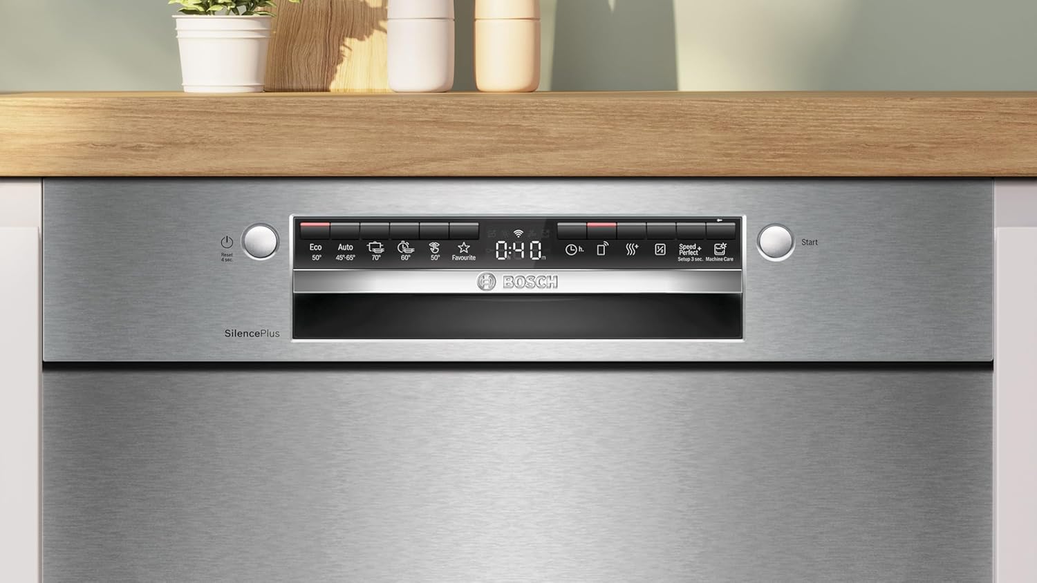 Bosch SMU4ECS28E, Serie 4, Smarter Unterbau-Geschirrspüler 60 cm, Besteckschublade, Spülmaschine Made in Germany, besonders Leise, Extra Trocknen, schneller sauberes Geschirr, Ferndiagnose, Edelstahl
