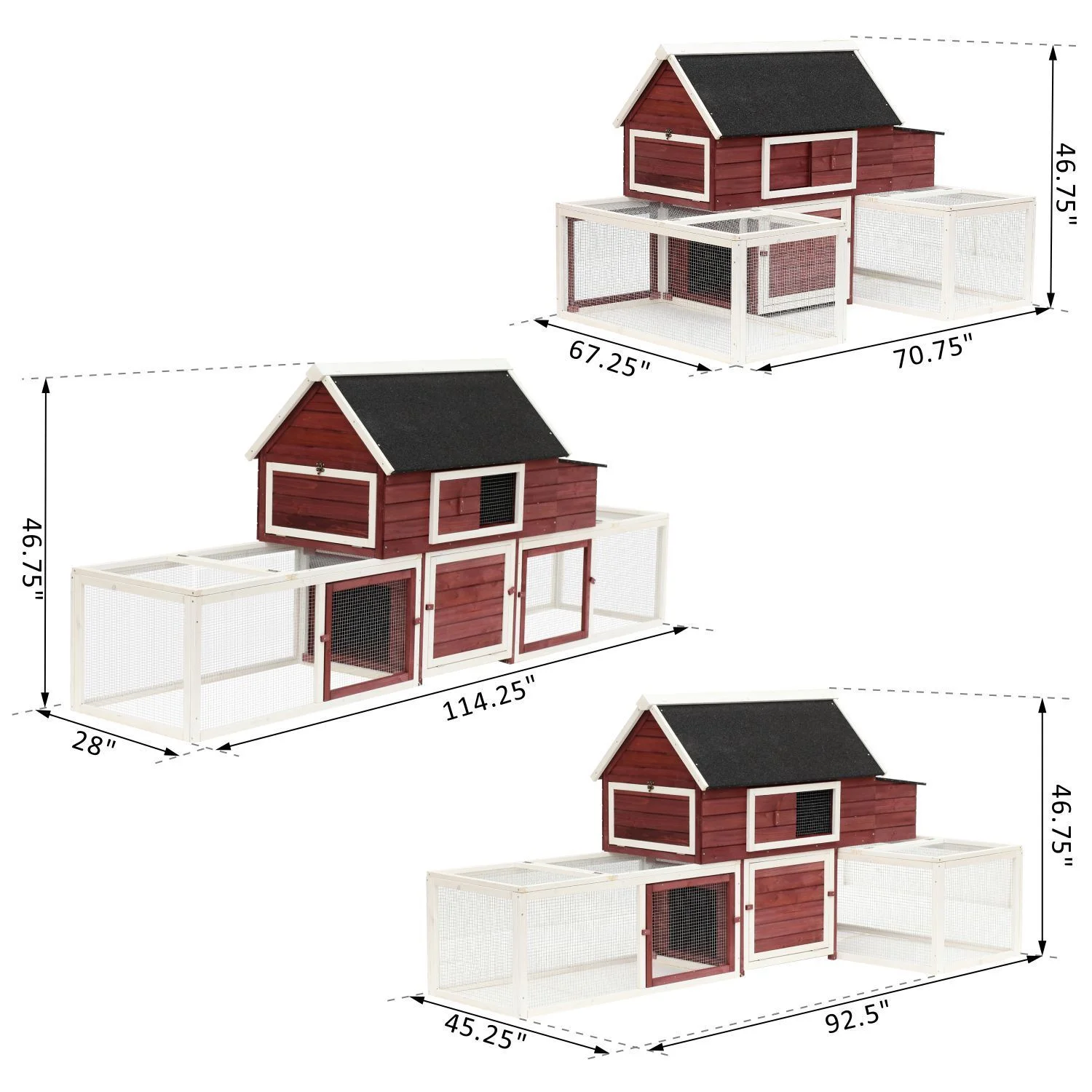 Pawhut Wooden Customizable Backyard Chicken Coop With Nesting Box and Runs, 114