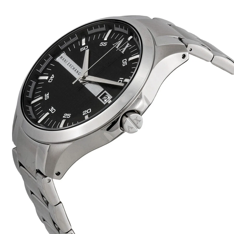 Armani Exchange Hampton Date Black Dial Silver Watch - AX2103