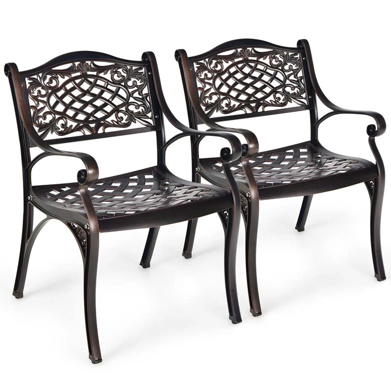 24Pcs All Weather Cast Aluminum Chairs With Armrests Amp Curved Seats Outdoor Dining Chairs Patio Bistro Armchairs - Comfortable And Ergonomic Design