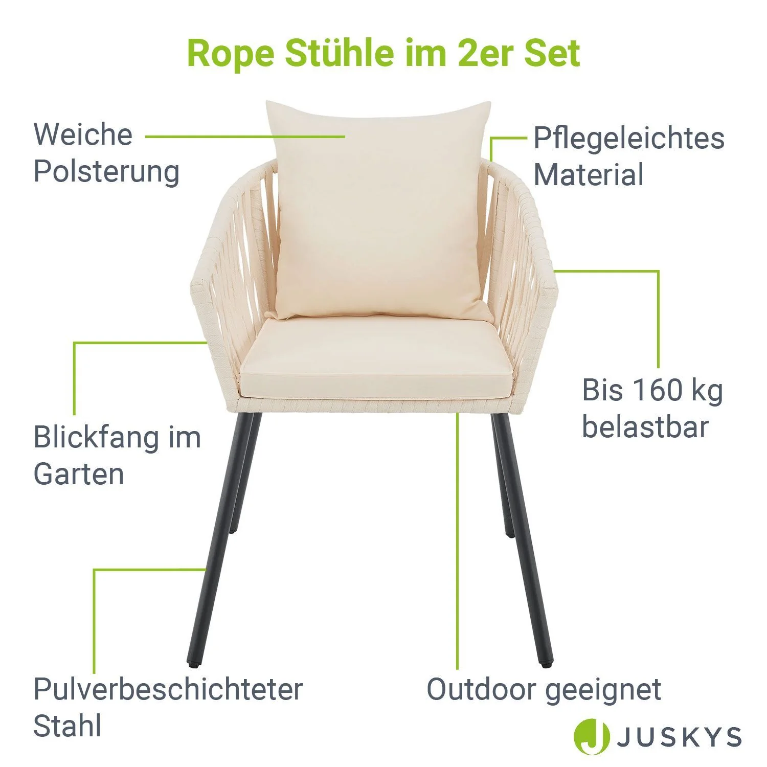 2025 Juego de 2 sillas Rope – Elegancia y confort para tu espacio exterior