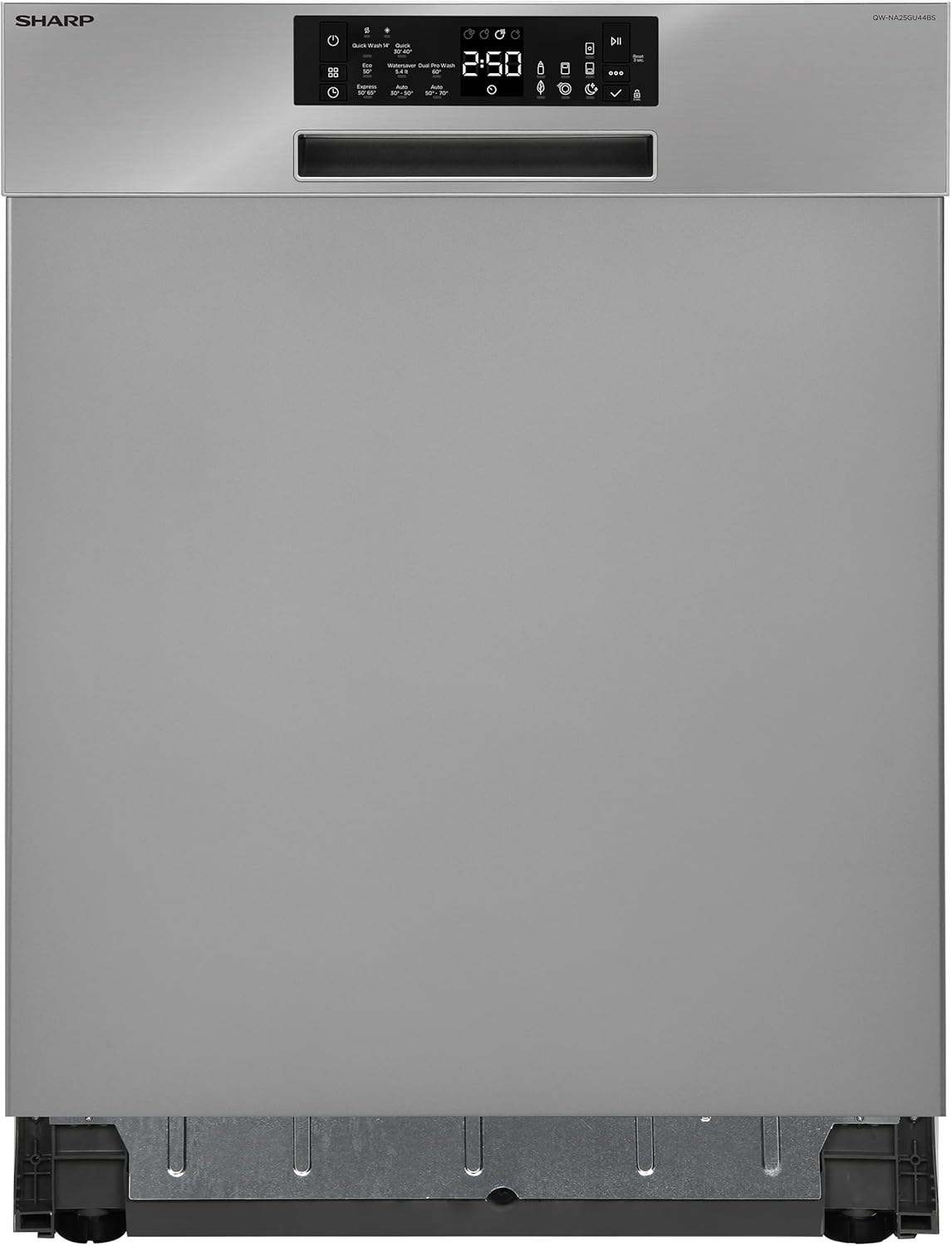 Sharp Unterbau-Geschirrspüler | Spülmaschine 60 cm | 14 Maßgedecke | 8 Programme | AquaStop | Auto-Door | Inverter Motor | AquaGlide + WaterBlade | leise 44 dB | EEK B | QW-NA25GU44BS-DE