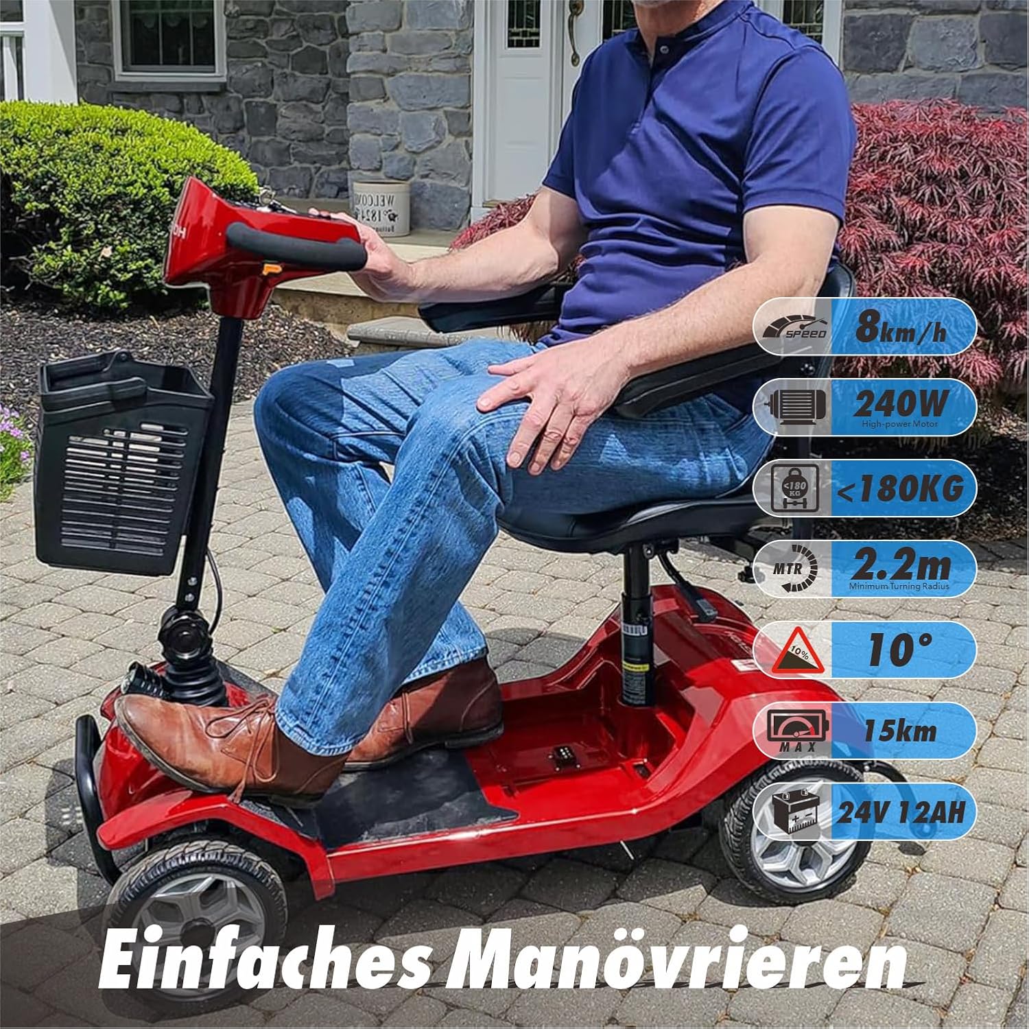 2025 Elektrische mobiliteitsscooter met 4 wielen voor volwassenen en senioren ?C Compact, krachtig model met langeafstandsaccu en achteruitkijkspiegels