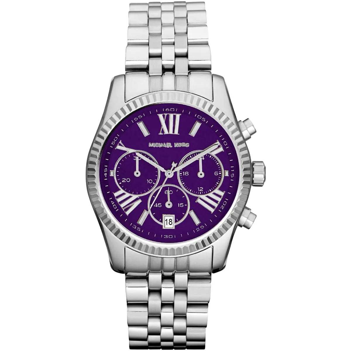 Michael Kors Lexington Chronograph Purple Dial Silver Watch - MK6223
