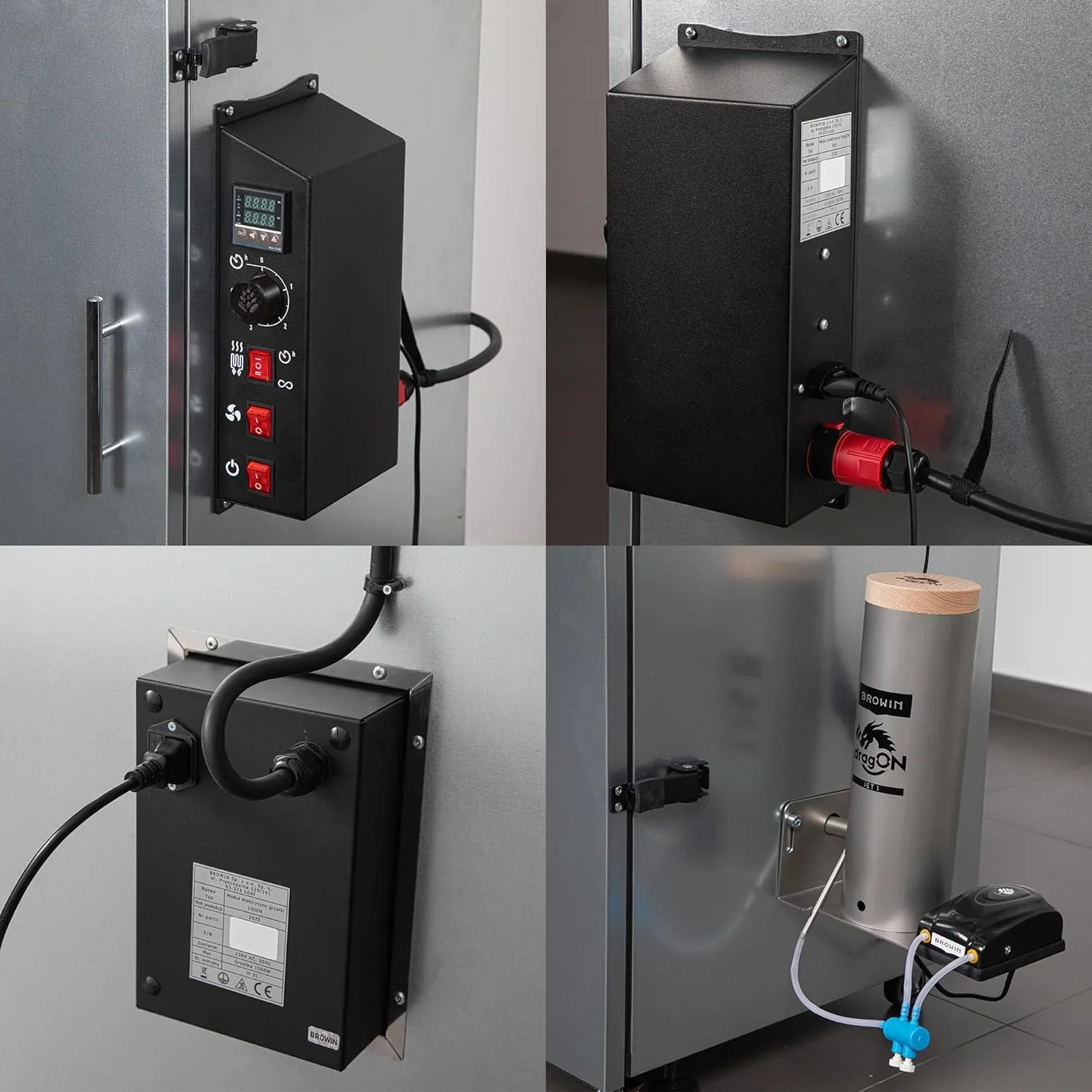 Ahumador BROWIN dragON | Eléctrico | Acero | 1500W | Capacidad de 220L | 50x51x125cm | 49,1kg | Control digital | Kit de ahumado | 330350
