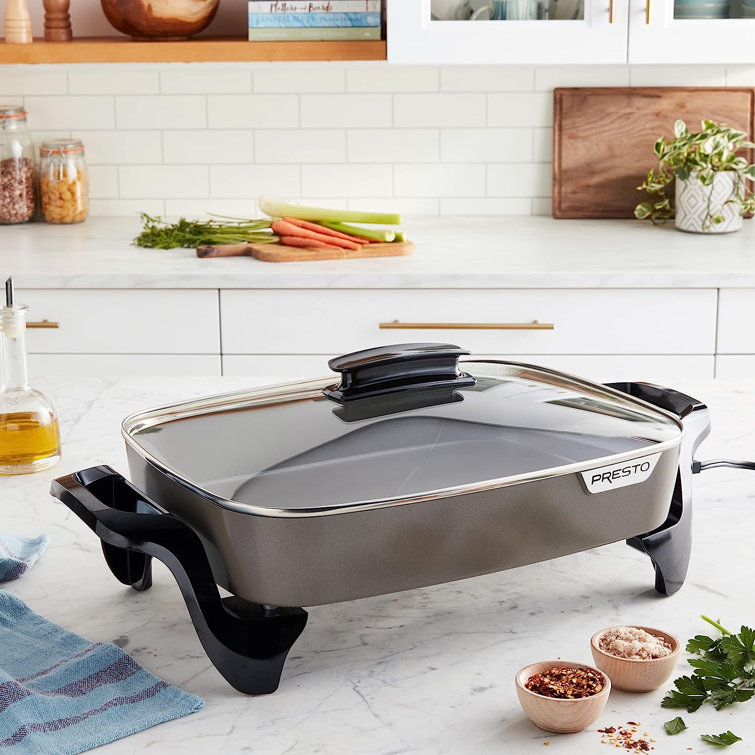 , Grey Ceramic 06856 Electric Skillet, 16