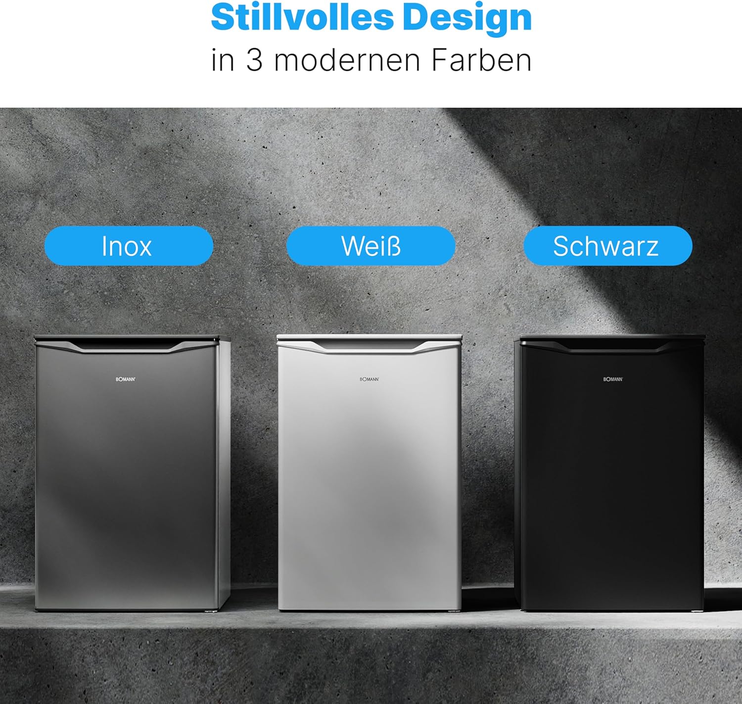 Bomann® Gefrierschrank | 87 L | energieeffizient, leise & klein | ≤ -18 °C, stufenlos regelbar | 3 Schubladen & Eiswürfelschale | 4-Sterne-Gefrierfach, Türanschlag wechselbar | GS 7253 weiß