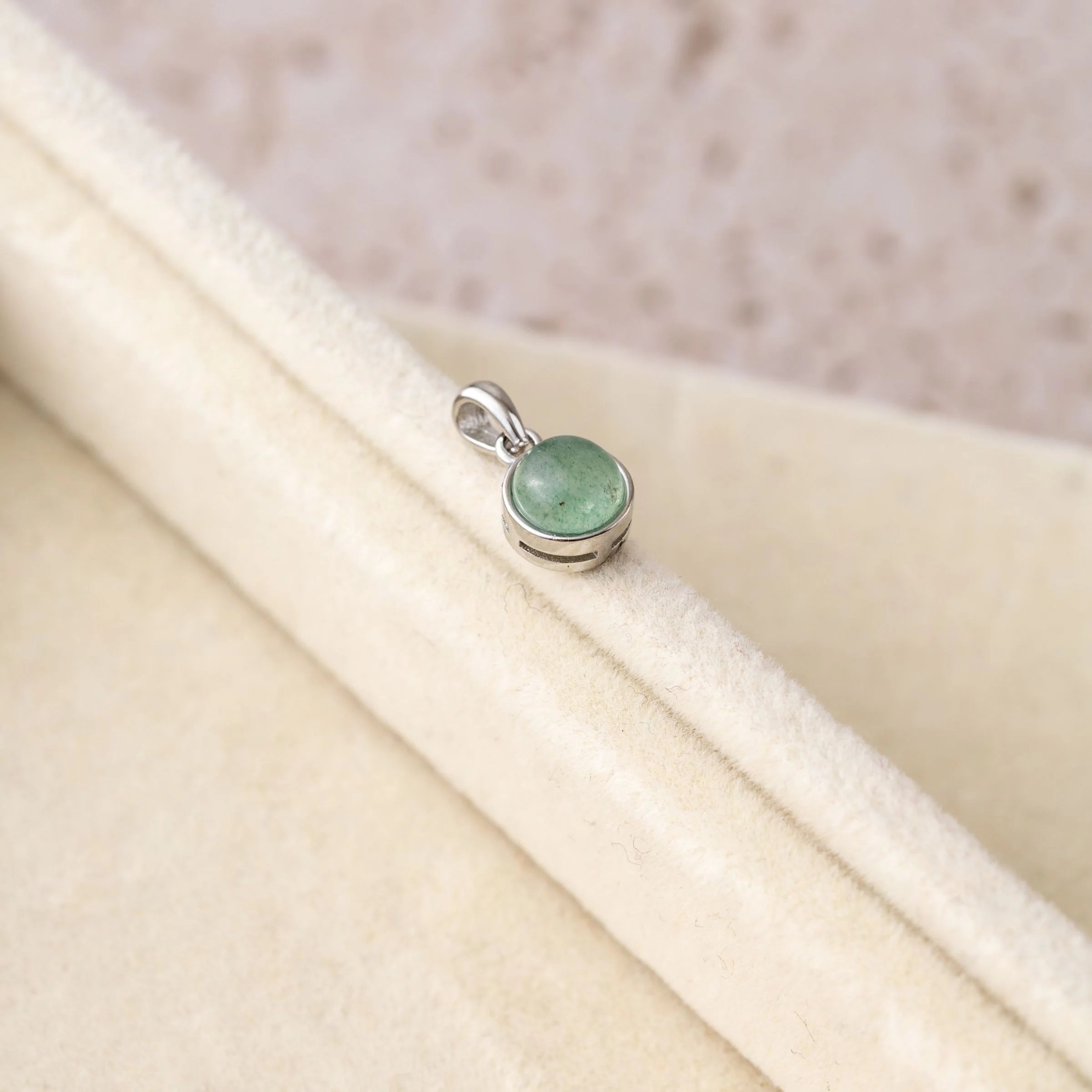 Aventurijn Ketting Hanger - Rond Geslepen - 925 Sterling Zilver