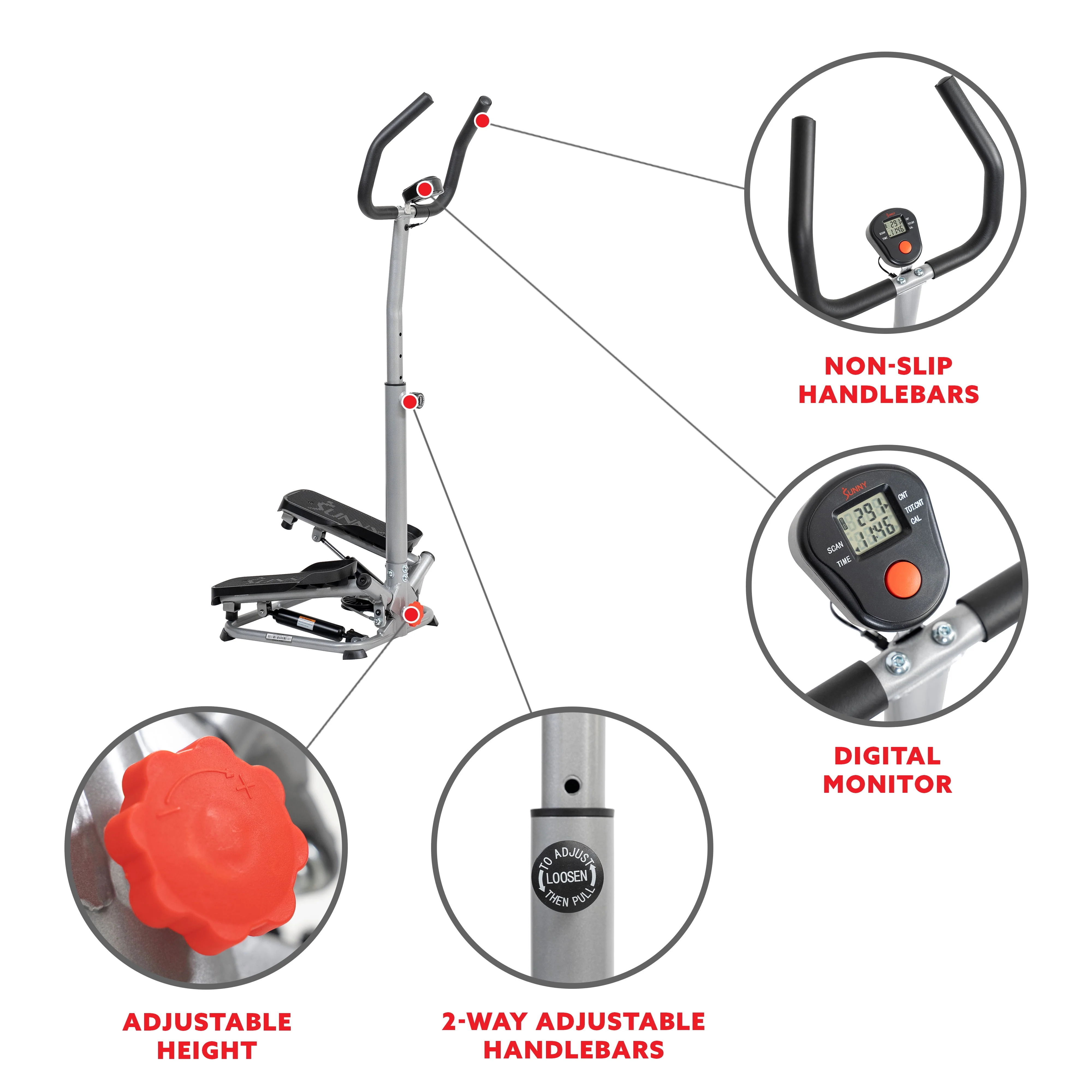 Sunny Health & Fitness Twist Steppers, Home Rehab Senior Stair Climber Exerciser – SF-S020027