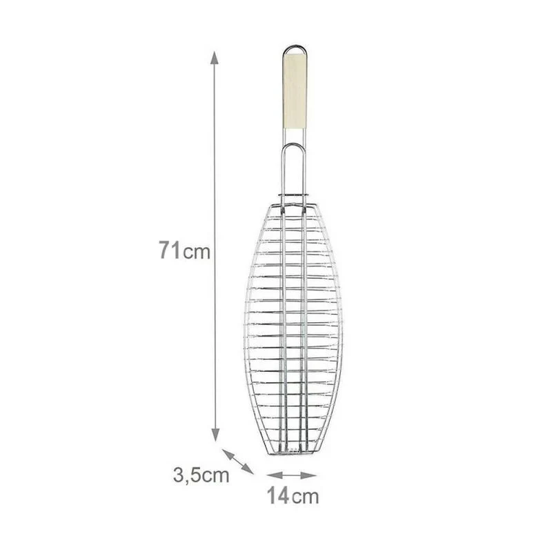 Parrilla Para Asar Pescado En Barbacoa 71x14cm Parrillera Individual