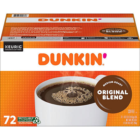 Dunkin�?Donuts Original Blend Coffee K-Cups, 72 Count, Keurig Compatible
