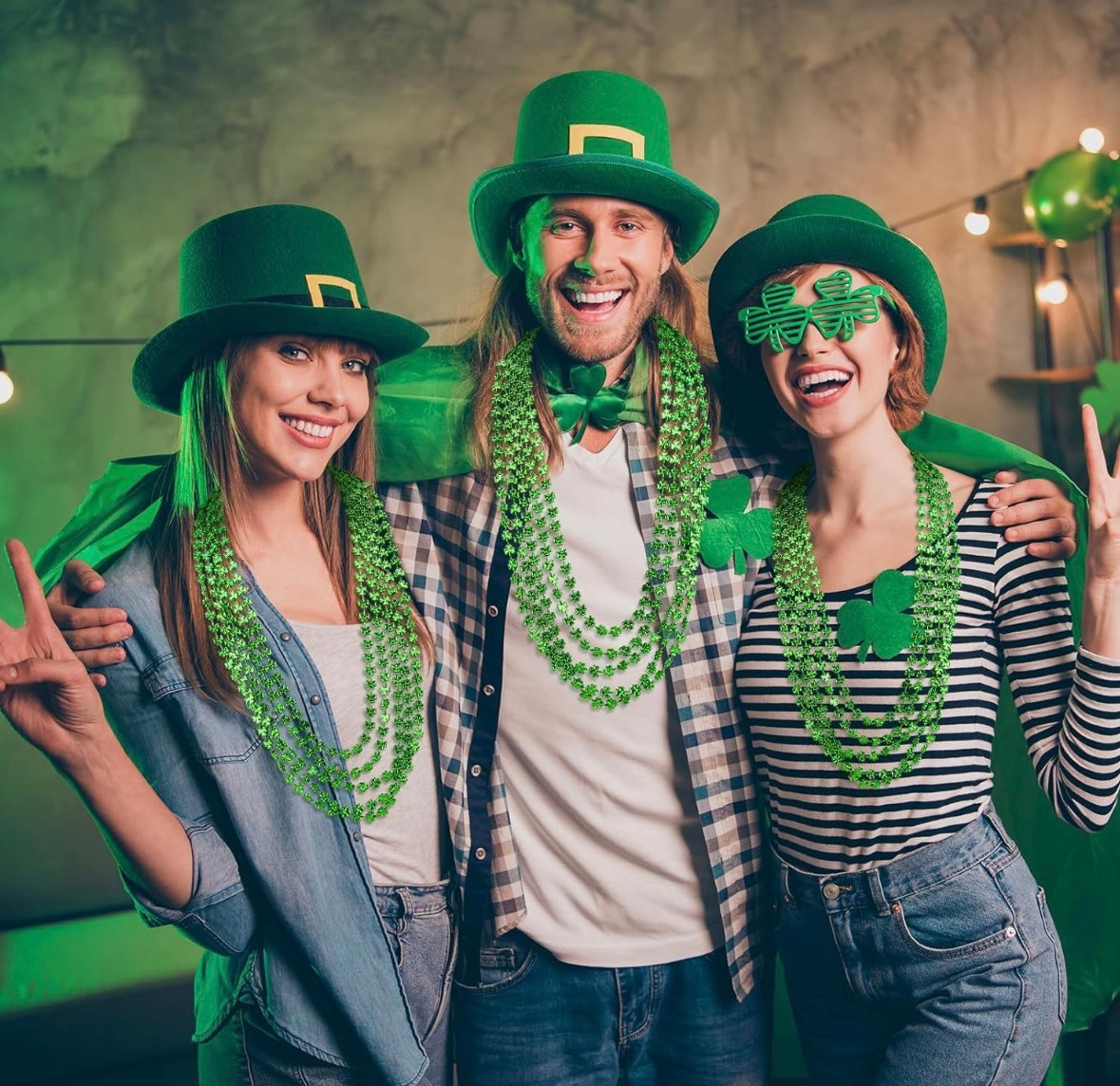 St. Patricks Day JUMBO Beads Wholesale | Shamrock Beads | 6693D 12 PACK
