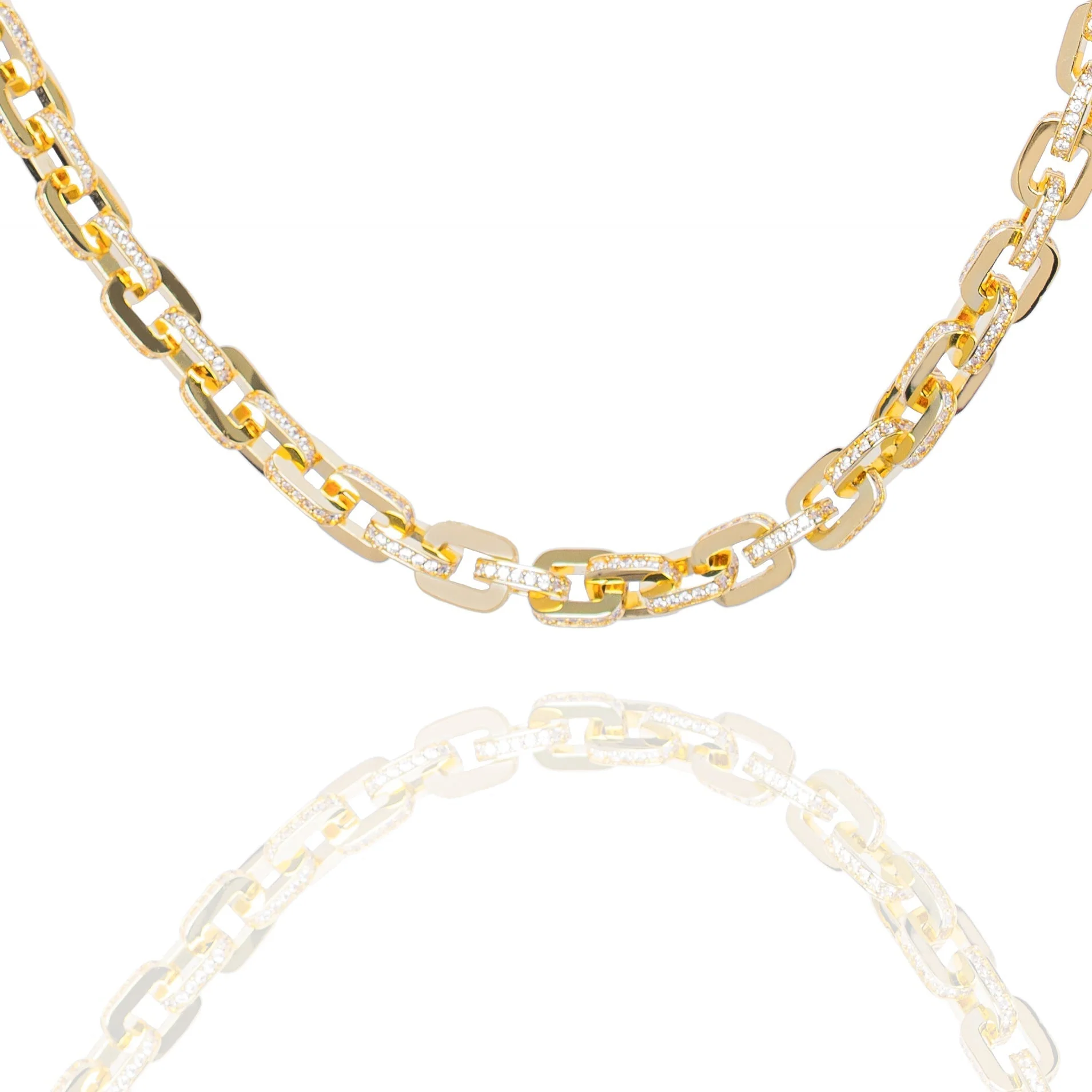 Big Daddy 10MM Anchor Mariner Bullet Diamond & Gold Link Iced Out Chain