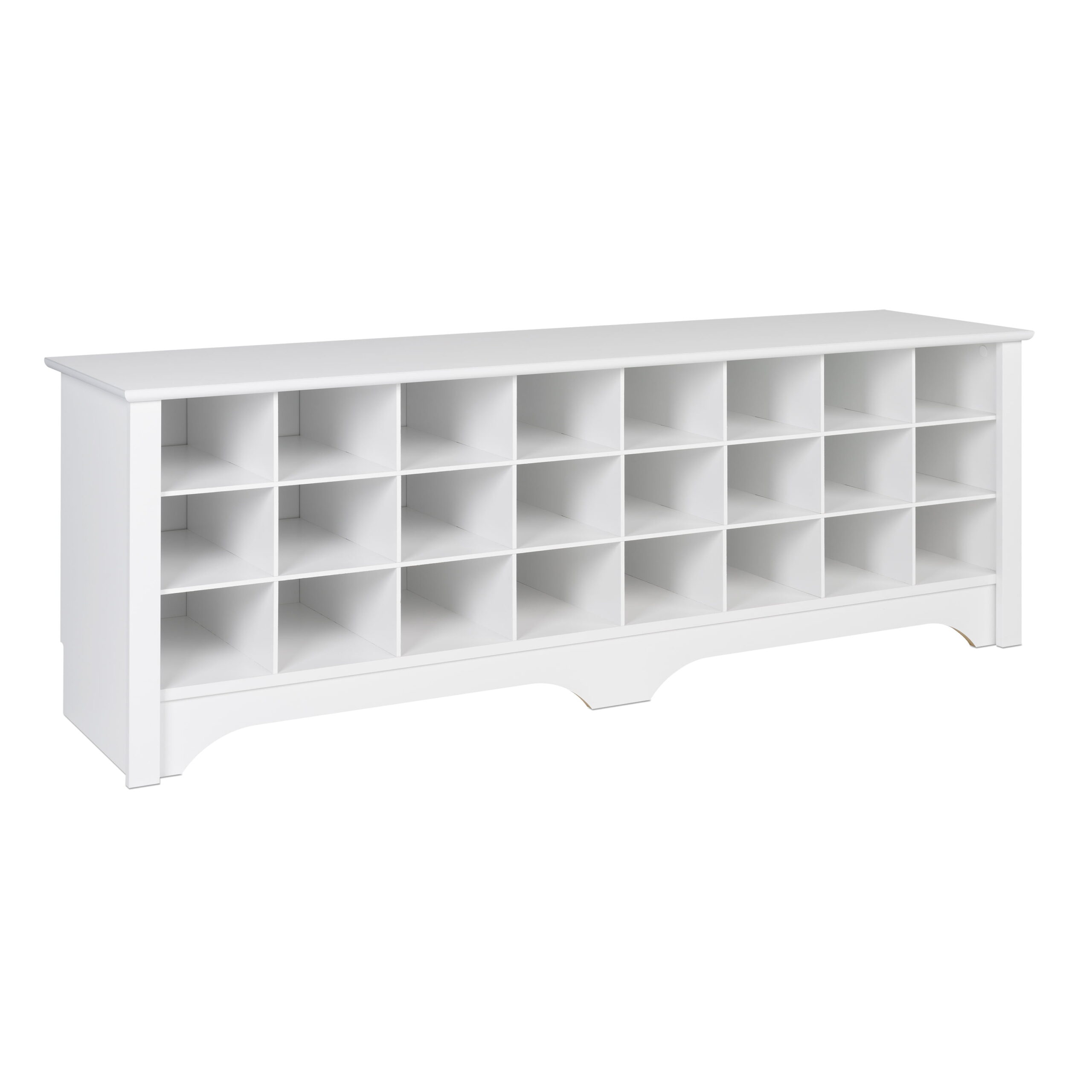 24 Shoe Cubby Wide Hall Bench, White