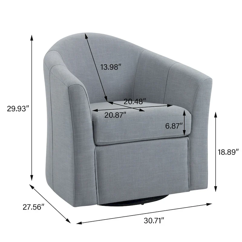 Set of 2 Modern Upholstered Swivel Barrel Chair Living Room Accent Chair