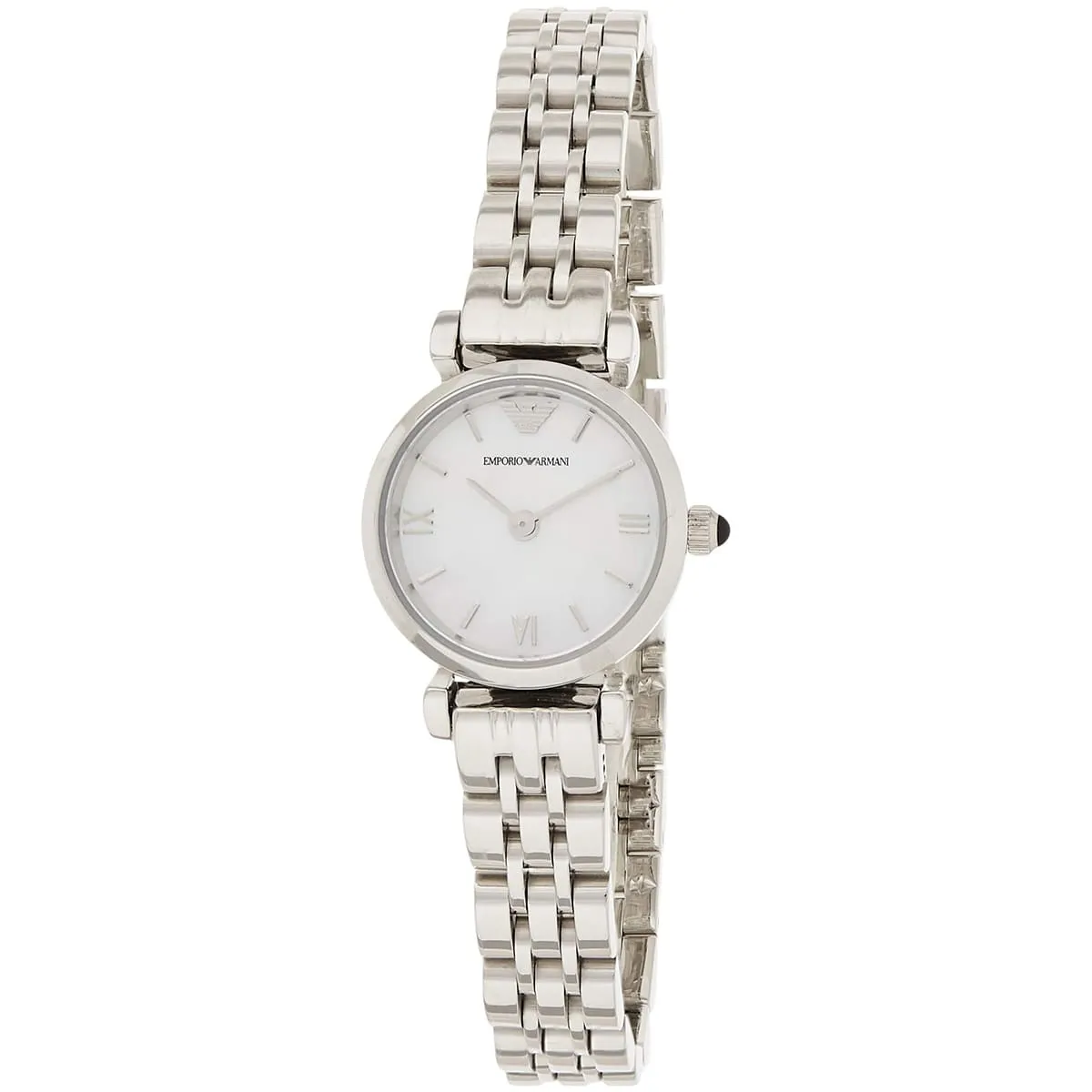 Emporio Armani Gianni T-Bar Mini White MOP Dial Silver Women's Watch - AR1688