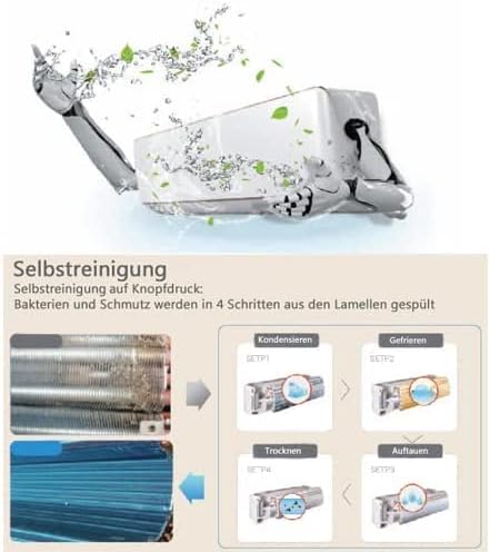 2x 9000 BTU Quick-Connect ECO Smart Inverter 2x 2,6kW MultiSplit Klimaanlage Sehr Leise mit Self Clean/WiFi/App/Super Ioniser/Follow Me Komplett Set inkl. Leitungen & Heizfunktion