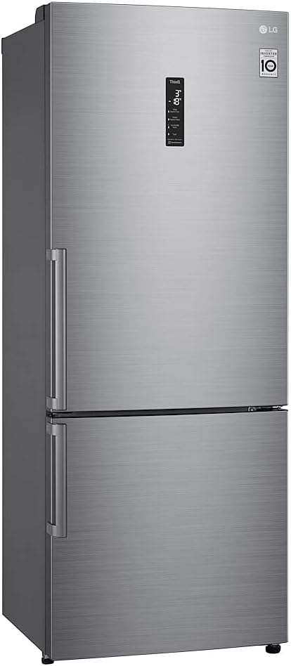 LG GBB567PZCMB Frigorífico Combi No Frost, Congelador, Compresor Smart Inverter, Inox Antihuellas, 499 l, Ancho 59.5 cm y Alto 203 cm