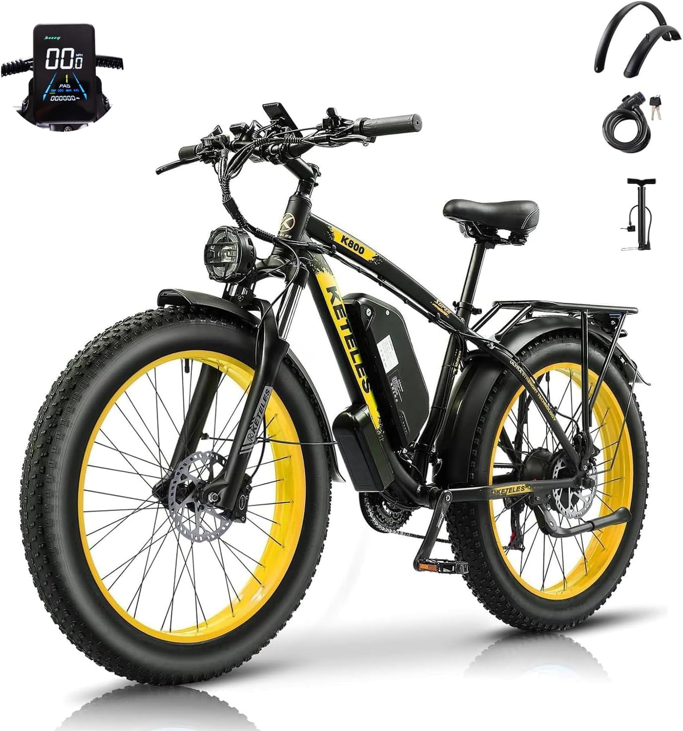 Electric Bike for Adult, 26 x 4.0 Fat Tire Ebike, 1000W/2000W Peak Electric Bicycle, 48V 13/17.5/23AH Waterproof Battery, Front Suspension Ebike, 27MPH-46MPH, Adjustable Seat, UL and GCC Certified