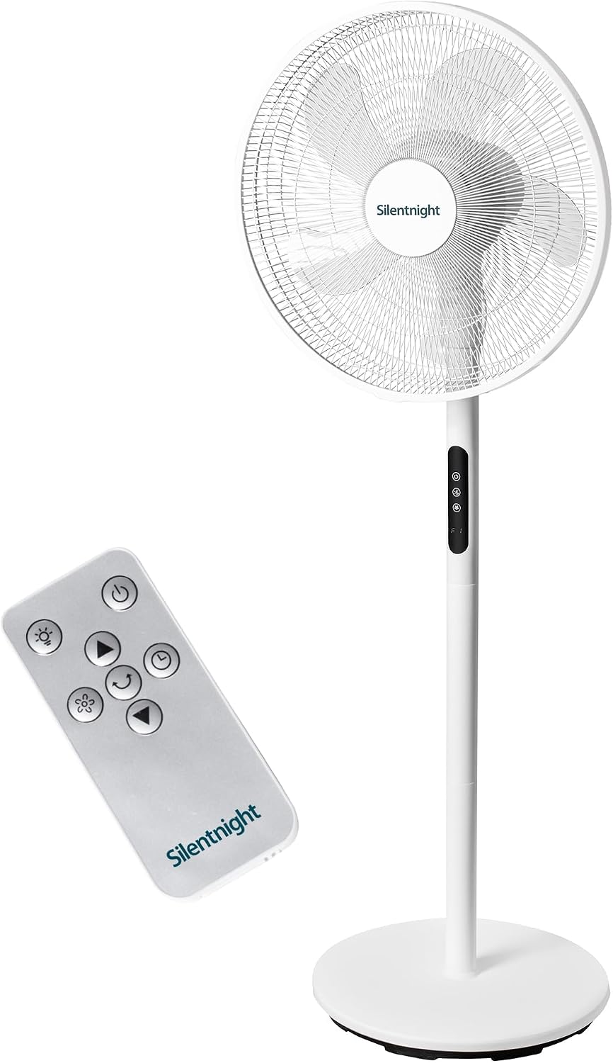 Silentnight Airmax Pro360 Pedestal Fan with Remote Control - Ultra Quiet 12-Speed - 140° Horizontal & 90° Vertical Oscillation - Adjustable Height for Floor or Desktop - 15 Hour Timer & Sleep Mode