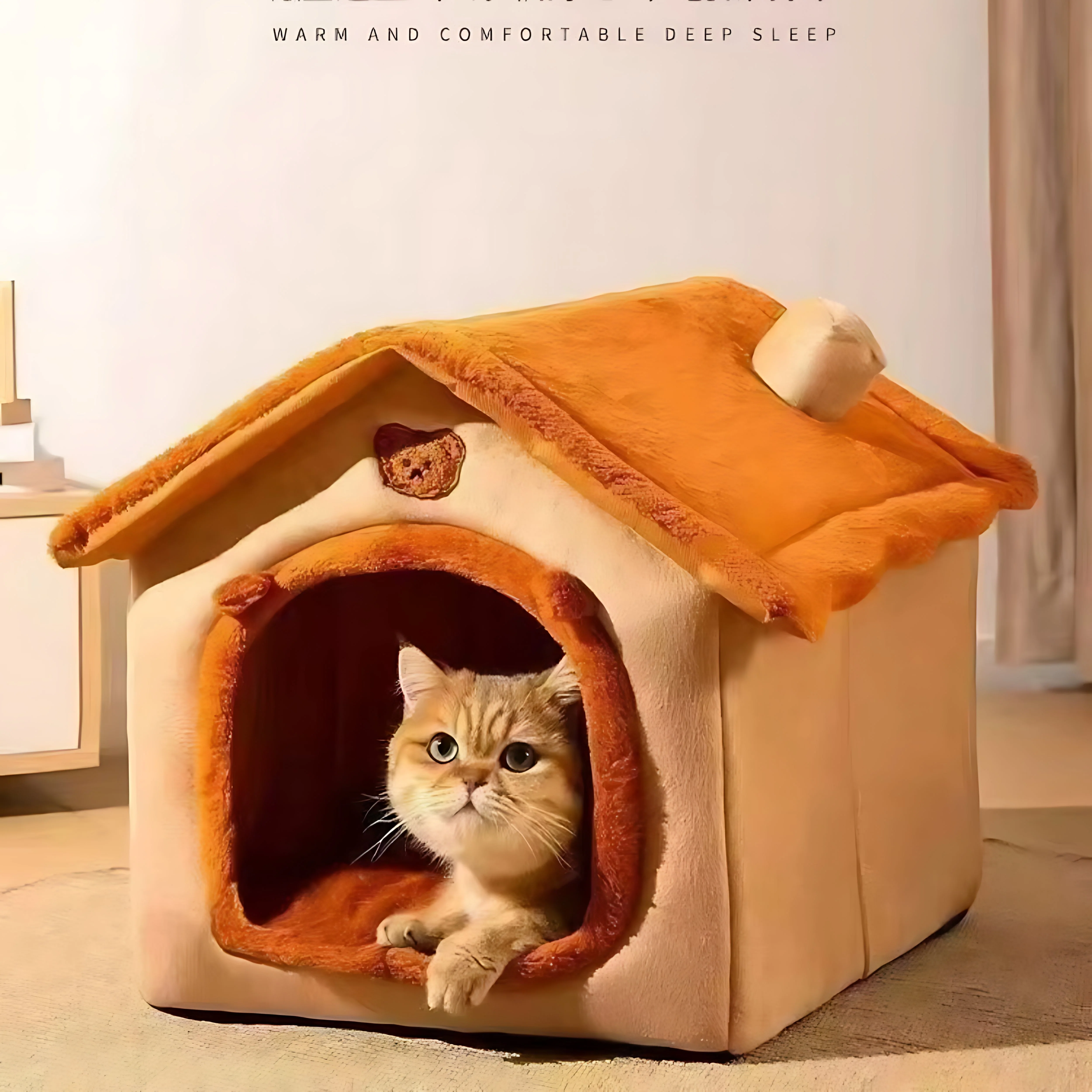 Indoor Pet House Bed – Washable Cozy Bed for Cats & Small Dogs